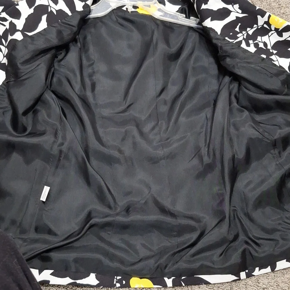 Insight fitted belted floral jacket - 8 - black white yellow